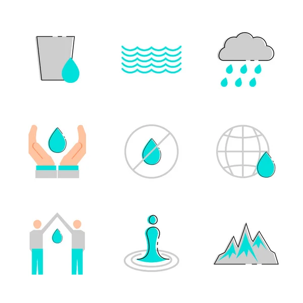 Wasser Ikone Flachen Stil Vektorsymbol — Stockvektor