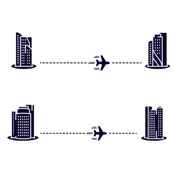 Ilustração Vetorial Avião Com Pista Estilo Plano —  Vetores de Stock