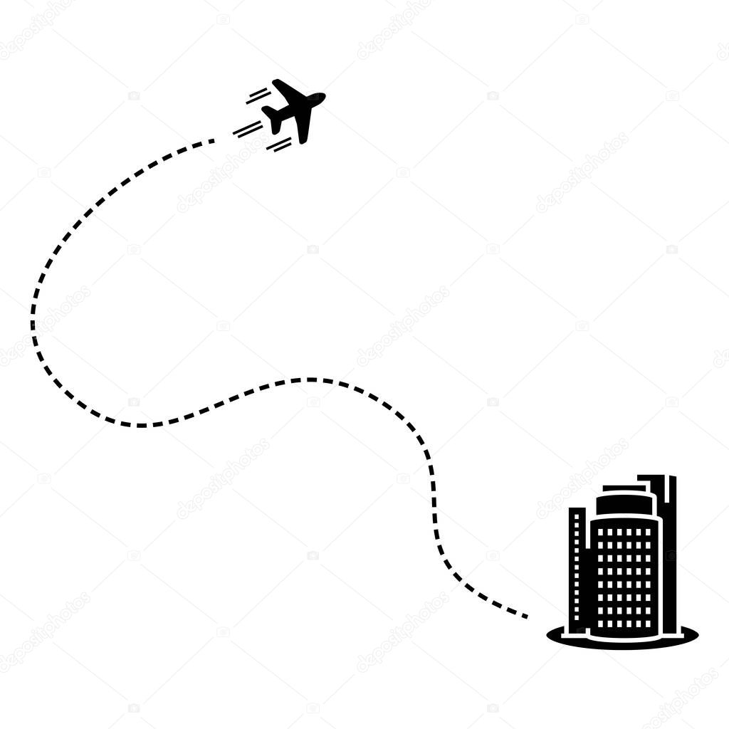 Vector illustration of plane with track in flat style.