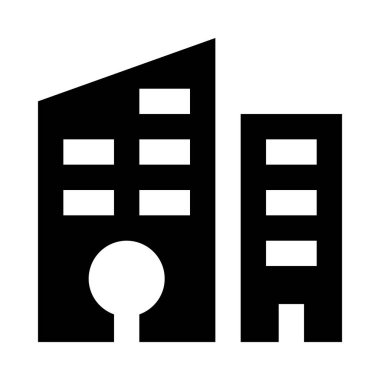 Beyaz arka plan üzerinde izole binalar simgesi