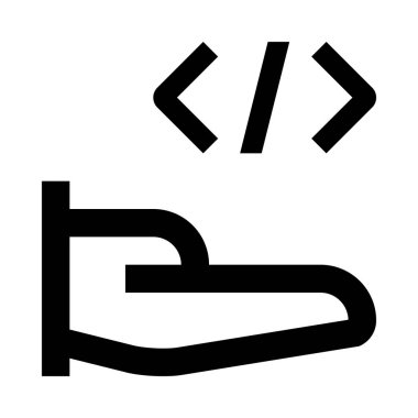 Beyaz arka planda yalıtılmış el ve kod simgesi