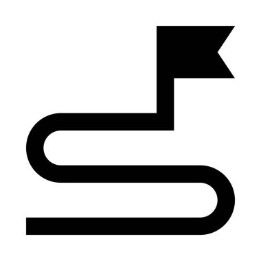 Beyaz arka planda izole bayrak simgesi ile rota