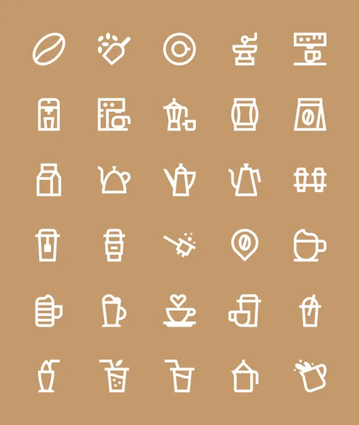 Kleurrijke Vector Illustratie Van Koffie Shop Icons Set — Stockvector