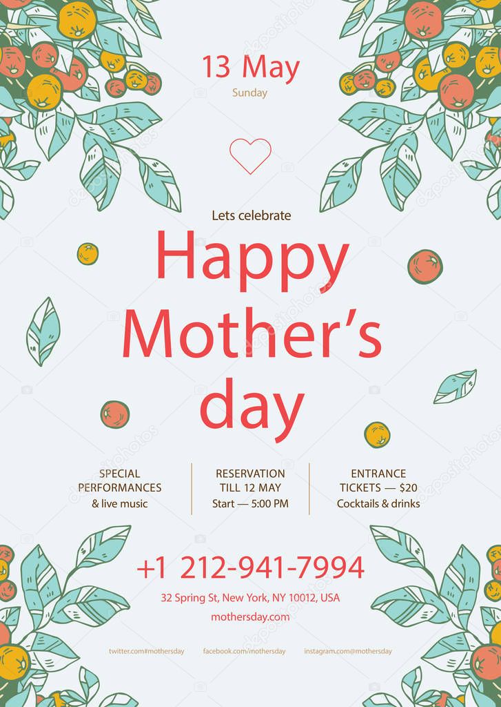 Colorful vector illustration of Mothers day poster template