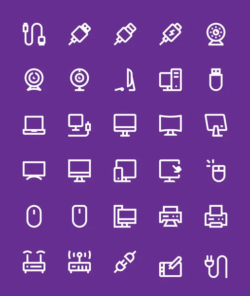 Workplace Flat Icons Set Vector Illustration — Stock Vector