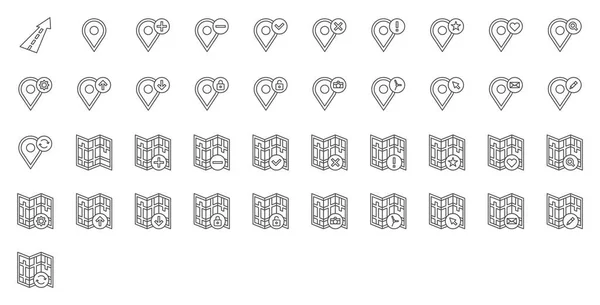 Conjunto Mapas Ícones Navegação — Vetor de Stock