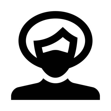 Tıbbi koruyucu maskeli kadın simgesi, basit vektör illüstrasyonu  