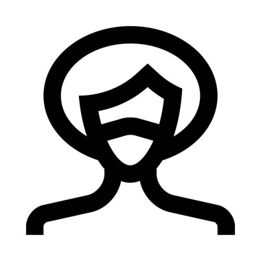 Tıbbi koruyucu maskeli kadın simgesi, basit vektör illüstrasyonu  