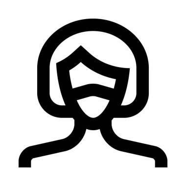 Tıbbi koruyucu maskeli kadın simgesi, basit vektör illüstrasyonu  