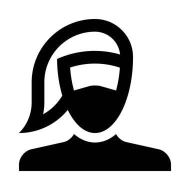 Tıbbi koruyucu maskeli kadın simgesi, basit vektör illüstrasyonu  