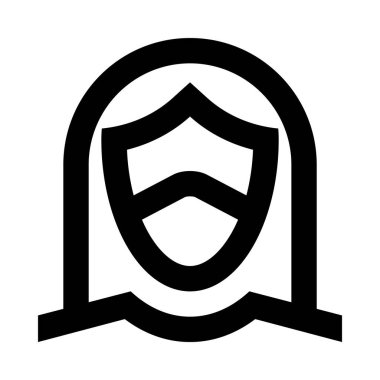 Tıbbi koruyucu maskeli kadın simgesi, basit vektör illüstrasyonu  