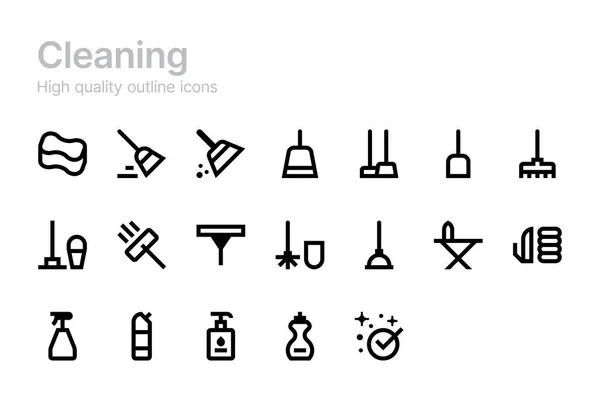 Set Cleaning Icons Simple Vector Illustration — Stock Vector