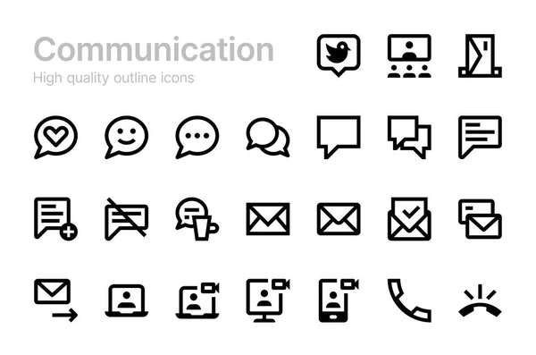 Conjunto Iconos Comunicación Ilustración Vectorial Simple — Archivo Imágenes Vectoriales