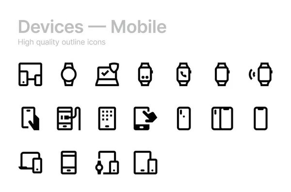 Ensemble Appareils Icônes Mobiles Illustration Vectorielle Simple — Image vectorielle