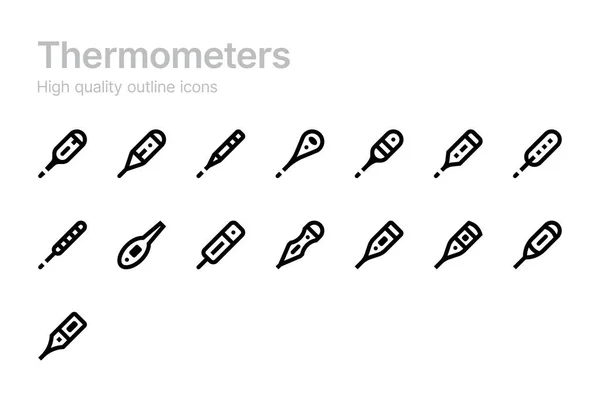 Satz Thermometer Symbole Einfache Vektorillustration — Stockvektor