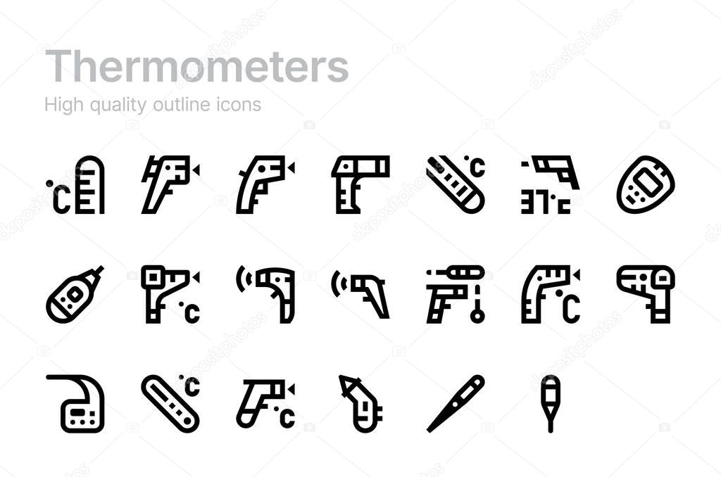 Set of Thermometers icons, simple vector illustration  