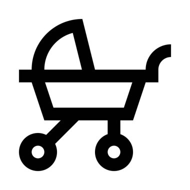 bebek arabası simgesi basit, vektör illüstrasyonu