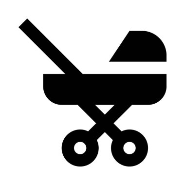 bebek arabası simgesi basit, vektör illüstrasyonu