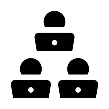 Dizüstü bilgisayar simgesi, vektör illüstrasyonu kullanan insanlar    