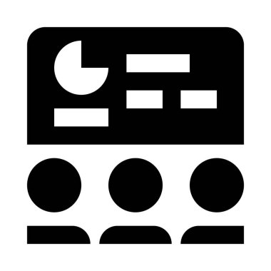 Konferans simgesi, vektör illüstrasyonu sırasında sunum    