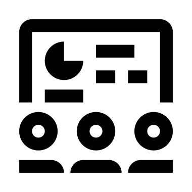 Konferans simgesi, vektör illüstrasyonu sırasında sunum    