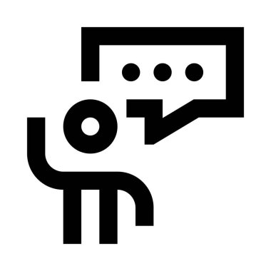 Konferans simgesi, vektör illüstrasyonu ile konuşmacı     