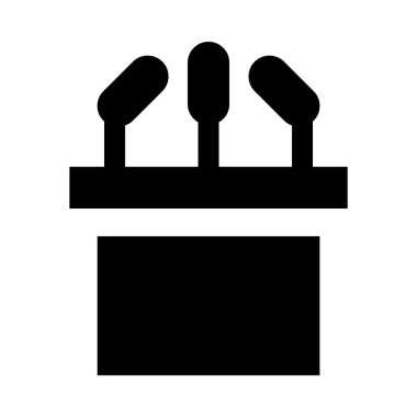 Mikrofon simgesi, vektör illüstrasyonlu tribün   