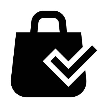 Çek simgesi, e-ticaret konsepti, vektör illüstrasyonlu alışveriş çantası   