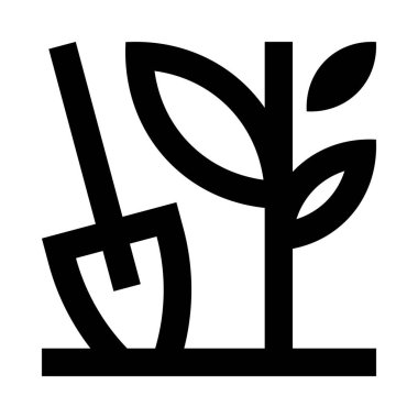 Kürek simgesiyle fide ekme, vektör illüstrasyonu 