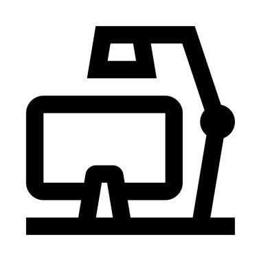 masaüstü, bilgisayar bilgisayarı olan tablo ve lamba simgesi, vektör illüstrasyonu