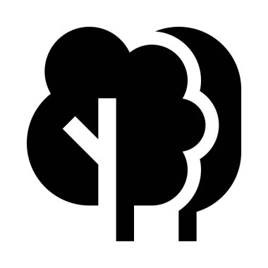 Beyaz arkaplanda yaprak döken ağaç simgesi, vektör illüstrasyonu