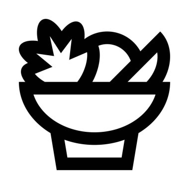 Tabak simgesinde sebze salatası, vektör çizimi