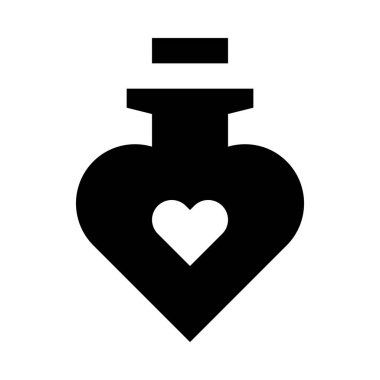 kalp şeklinde parfüm şişesi simgesi, vektör illüstrasyonu 