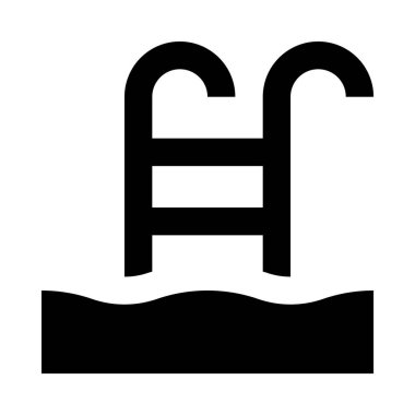 Merdiven simgesi ve vektör illüstrasyonlu yüzme havuzu