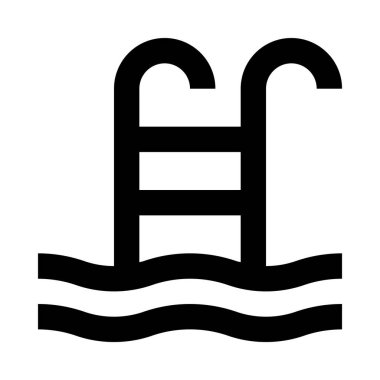 Merdiven simgesi ve vektör illüstrasyonlu yüzme havuzu