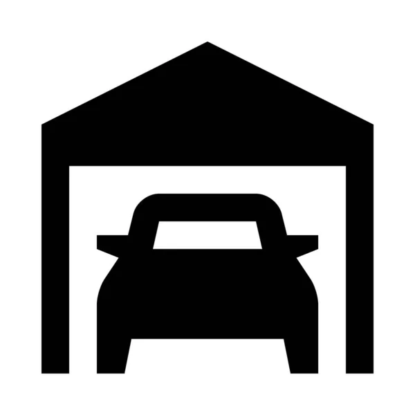 Carro Estacionado Ícone Garagem Ilustração Vetorial — Vetor de Stock