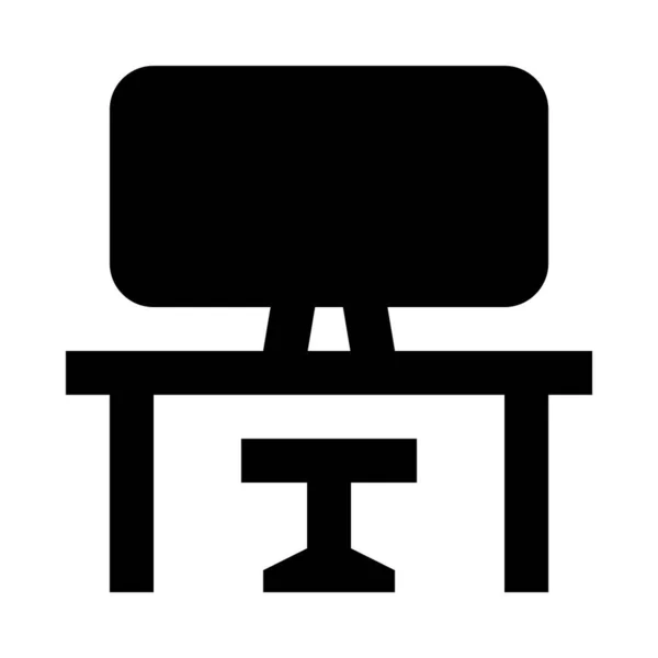 Desktop Mit Stuhl Und Computer Symbol Vektorillustration — Stockvektor