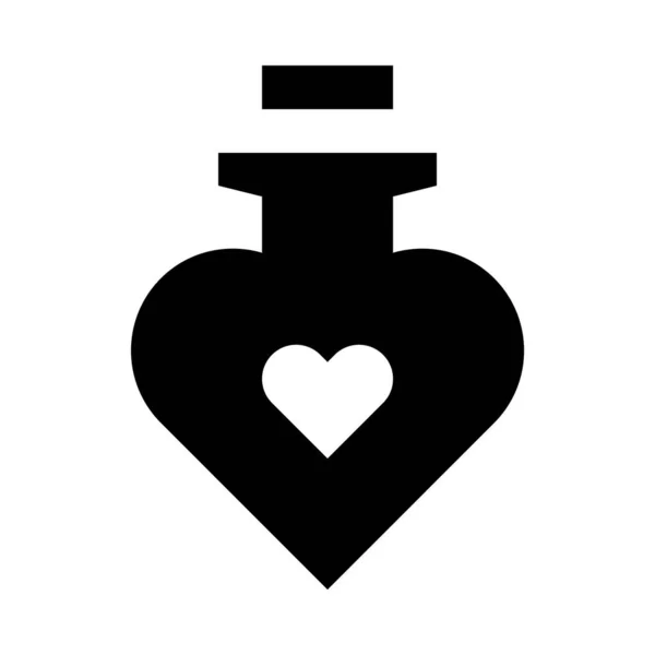 Icono Botella Perfume Forma Corazón Ilustración Vectorial — Vector de stock