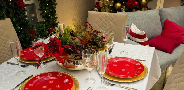 Christmas Family Dinner Table — Stock Photo, Image