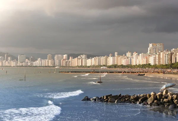 Ağır Bulutları Ile Yaz Santos Şehir Panoramik Görünüm — Stok fotoğraf
