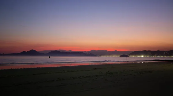 Vista Parcial Cidade Santos Durante Belo Pôr Sol — Fotografia de Stock