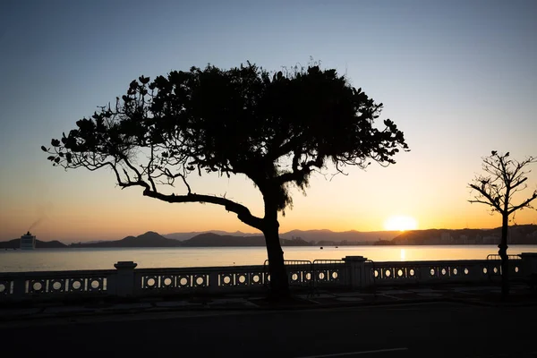 Τυπικό Ηλιοβασίλεμα Στο Σάντος Της Βραζιλίας Πρώτο Πλάνο Τείχος Σύμβολο — Φωτογραφία Αρχείου