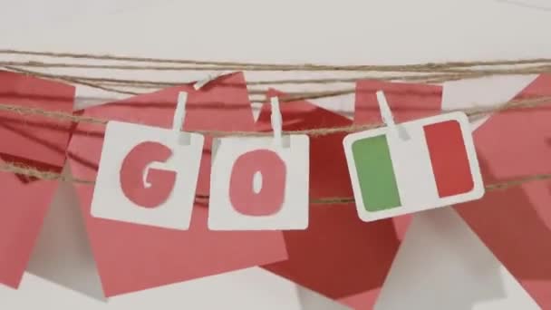 Go word collected by child hand from paper cards — Stock Video