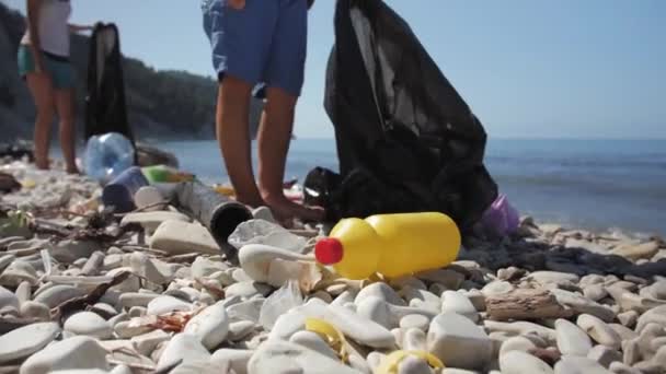 Problema da poluição ambiental, conceito de voluntariado e reciclagem . — Vídeo de Stock