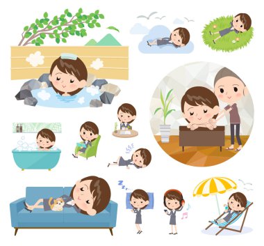 Kadınlar rahatlatıcı hakkında bir dizi. Tatil ve stres kabartma gibi eylemler vardır. Böylece düzenlemek kolaydır vektör sanat değil.