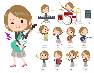 Rock 'n' roll ve pop müzik iskambil kadın bir dizi