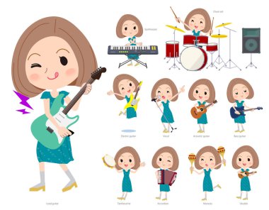 Rock 'n' roll ve pop müzik iskambil kadın bir dizi