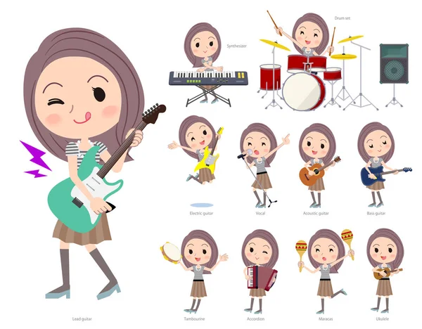 Conjunto Mujeres Tocando Rock Roll Música Pop — Vector de stock