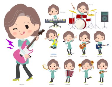 Rock 'n' roll ve pop müzik iskambil kadın bir dizi