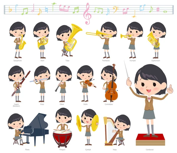 Conjunto Chica Escuela Actuaciones Música Clásica — Archivo Imágenes Vectoriales